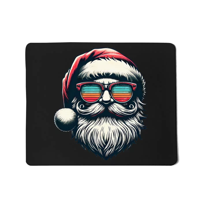 Santa Face Retro Sunglasses Christmas Xmas Mousepad