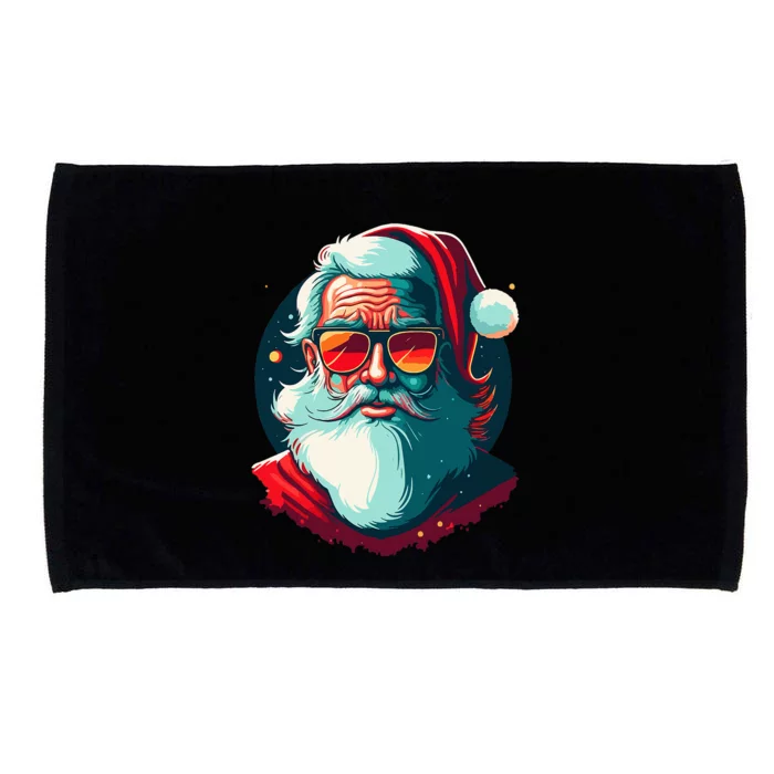 Santa Face Retro Sunglasses Christmas Xmas Microfiber Hand Towel