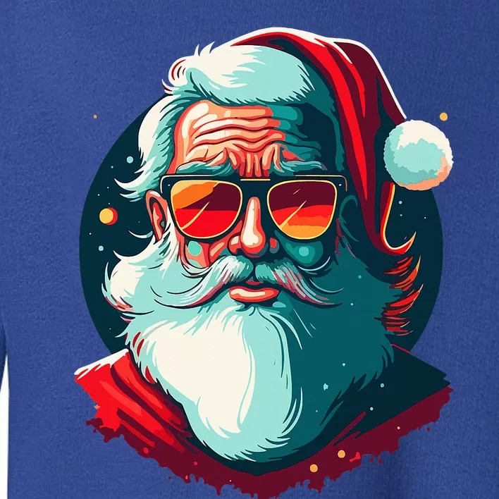 Santa Face Retro Sunglasses Christmas Xmas Toddler Sweatshirt