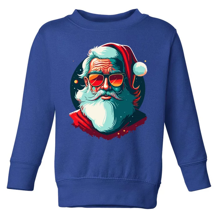 Santa Face Retro Sunglasses Christmas Xmas Toddler Sweatshirt