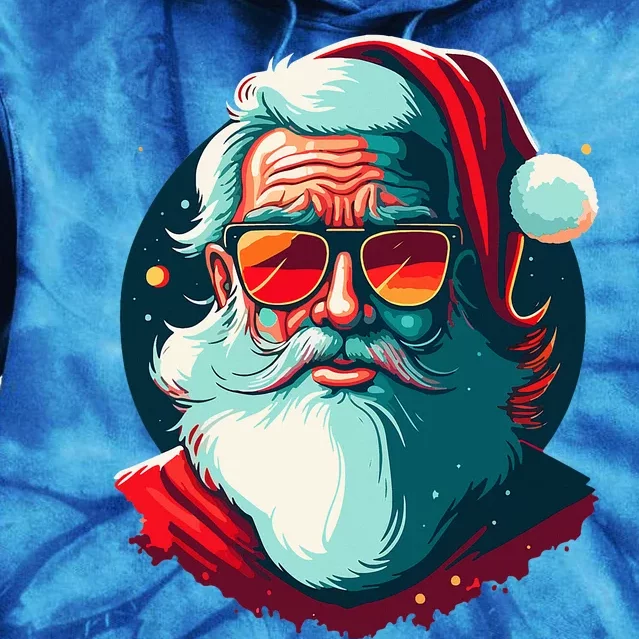 Santa Face Retro Sunglasses Christmas Xmas Tie Dye Hoodie