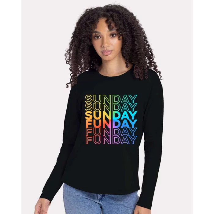 Sunday Funday Rainbow Fade Color Party Womens Cotton Relaxed Long Sleeve T-Shirt