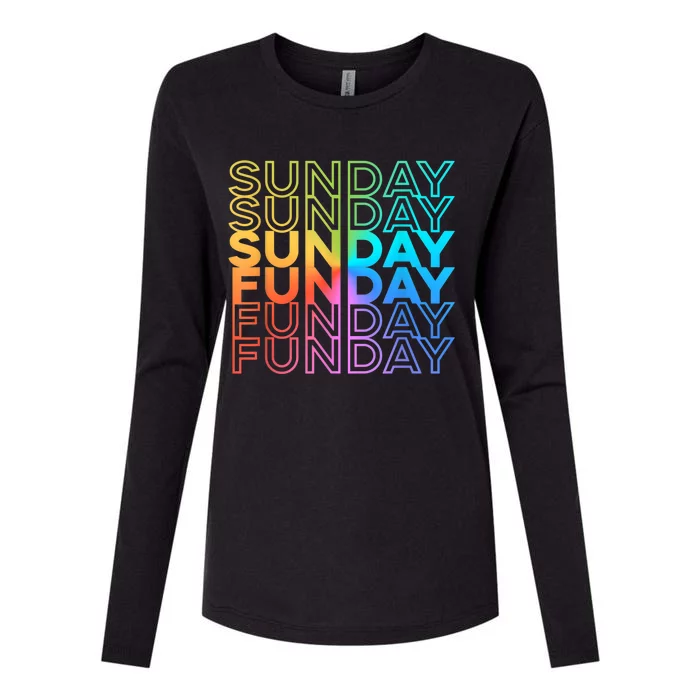 Sunday Funday Rainbow Fade Color Party Womens Cotton Relaxed Long Sleeve T-Shirt