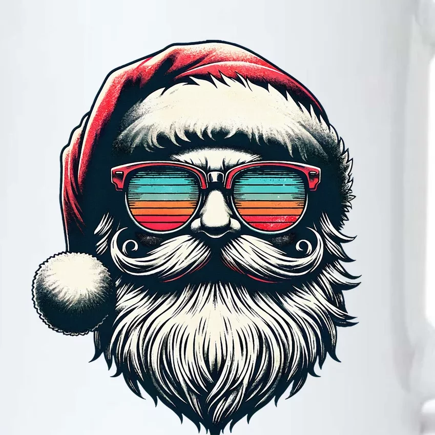 Santa Face Retro Sunglasses Christmas Xmas Black Color Changing Mug