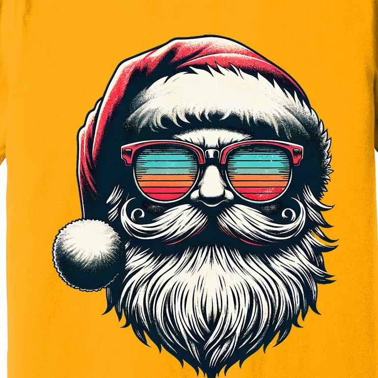 Santa Face Retro Sunglasses Christmas Xmas Premium T-Shirt