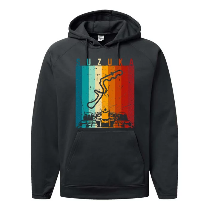 Suzuka Formula Racing Track Circuit Fan Performance Fleece Hoodie