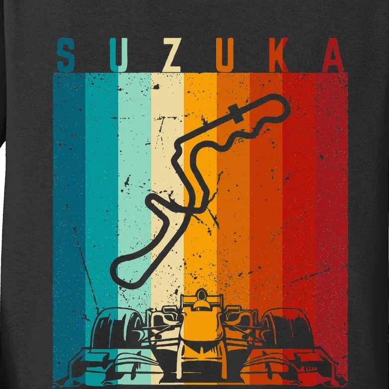 Suzuka Formula Racing Track Circuit Fan Kids Long Sleeve Shirt