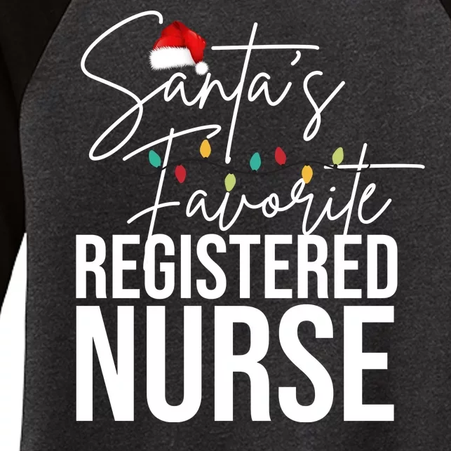 Santa's Favorite Register Nurse Women's Tri-Blend 3/4-Sleeve Raglan Shirt