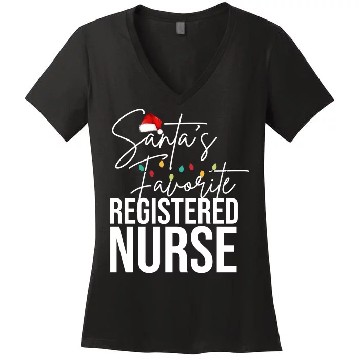 Santa's Favorite Register Nurse Women's V-Neck T-Shirt