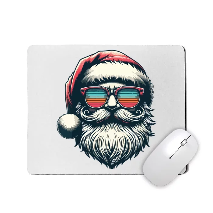 Santa Face Retro Sunglasses Christmas Xmas Women Mousepad