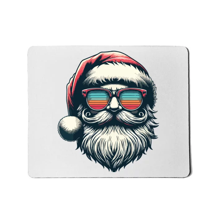 Santa Face Retro Sunglasses Christmas Xmas Women Mousepad