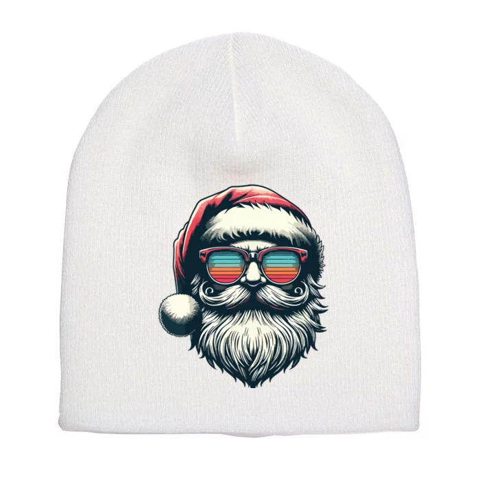 Santa Face Retro Sunglasses Christmas Xmas Women Short Acrylic Beanie