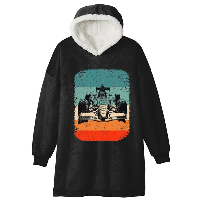 Sunset Formula Racing Race Car Silhouette Hooded Wearable Blanket