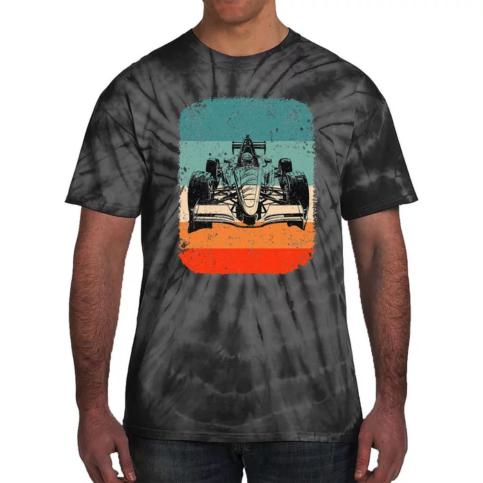 Sunset Formula Racing Race Car Silhouette Tie-Dye T-Shirt