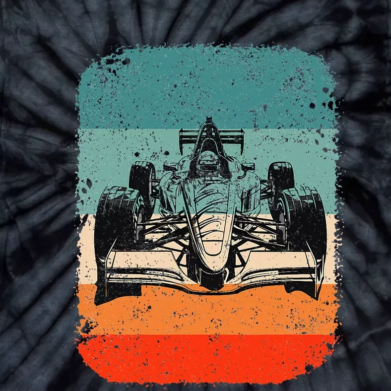 Sunset Formula Racing Race Car Silhouette Tie-Dye T-Shirt