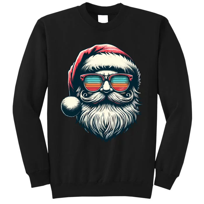 Santa Face Retro Sunglasses Christmas Xmas Tall Sweatshirt