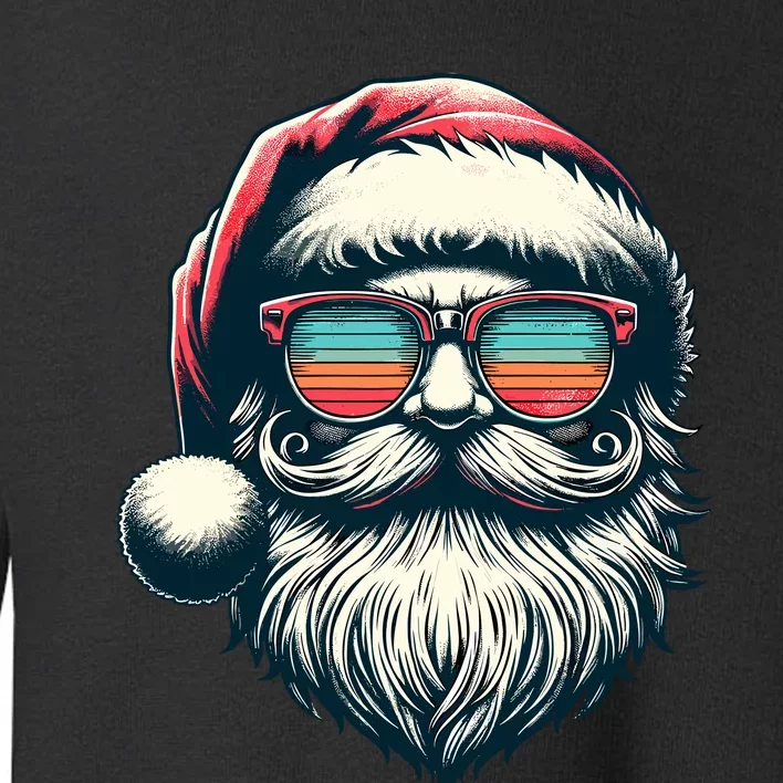 Santa Face Retro Sunglasses Christmas Xmas Toddler Sweatshirt