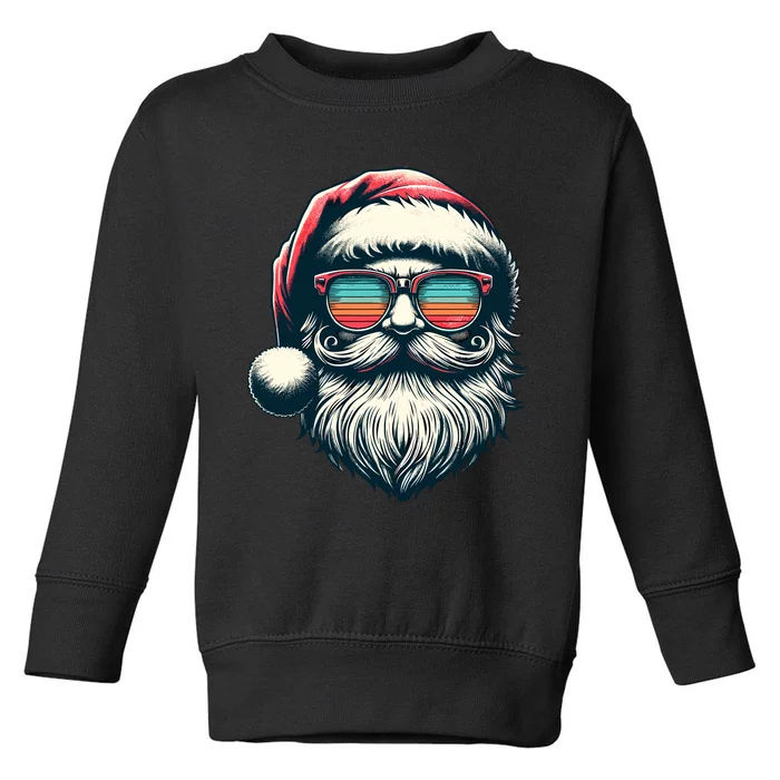 Santa Face Retro Sunglasses Christmas Xmas Toddler Sweatshirt