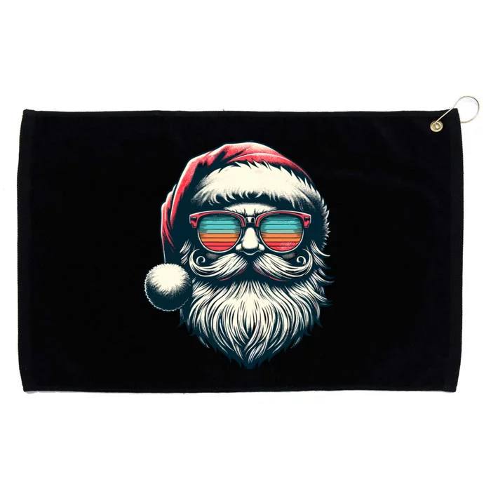 Santa Face Retro Sunglasses Christmas Xmas Grommeted Golf Towel