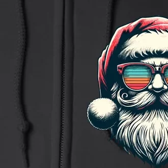 Santa Face Retro Sunglasses Christmas Xmas Full Zip Hoodie