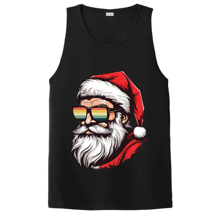 Santa Face Retro Sunglasses Christmas Xmas Gift Performance Tank