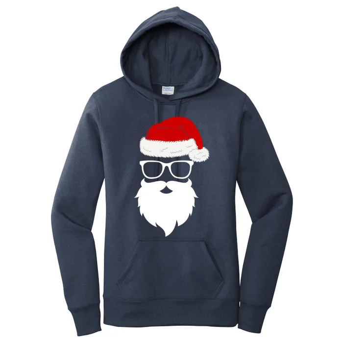 Santa Face Retro Sunglasses Christmas Xmas Gift Women's Pullover Hoodie