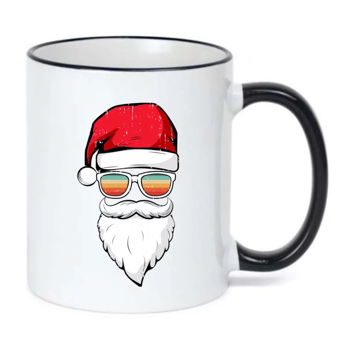 Santa Face Retro Sunglasses Christmas Xmas Gift Black Color Changing Mug