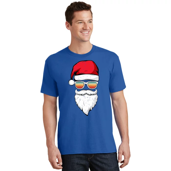 Santa Face Retro Sunglasses Christmas Xmas Gift T-Shirt