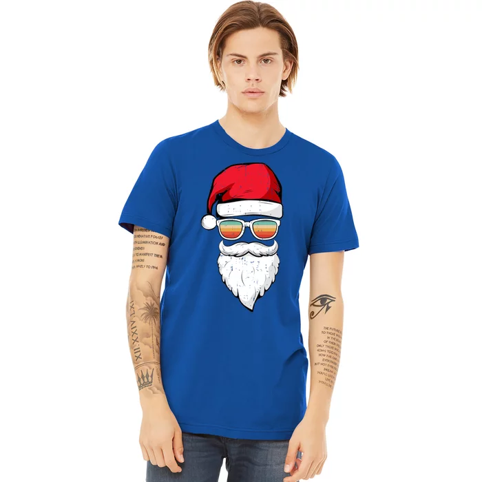 Santa Face Retro Sunglasses Christmas Xmas Gift Premium T-Shirt