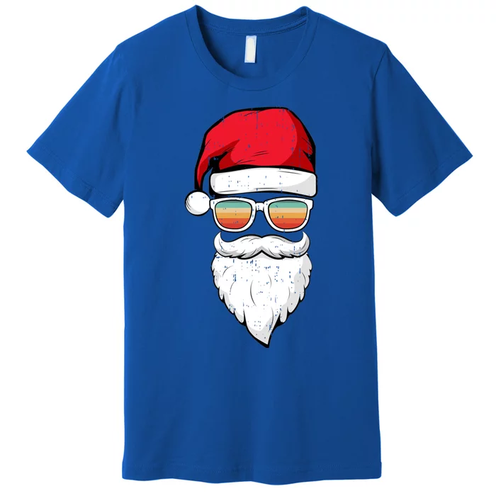 Santa Face Retro Sunglasses Christmas Xmas Gift Premium T-Shirt