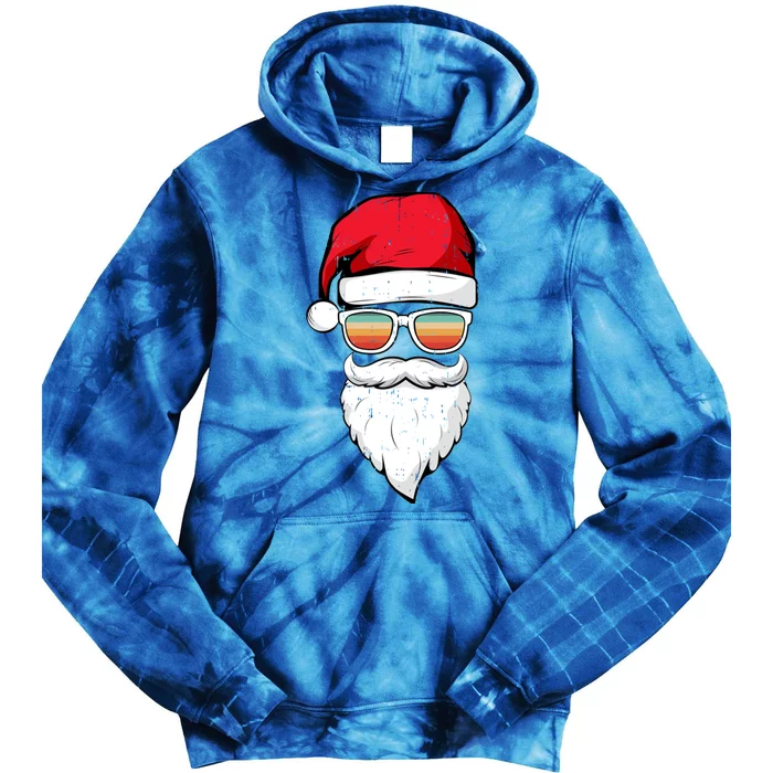 Santa Face Retro Sunglasses Christmas Xmas Gift Tie Dye Hoodie