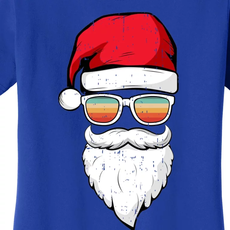 Santa Face Retro Sunglasses Christmas Xmas Gift Women's T-Shirt