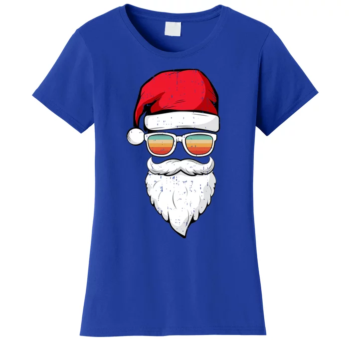 Santa Face Retro Sunglasses Christmas Xmas Gift Women's T-Shirt