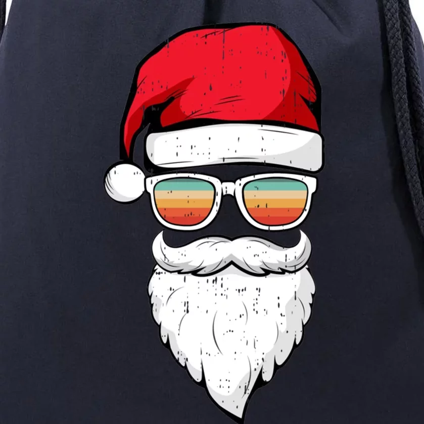 Santa Face Retro Sunglasses Christmas Xmas Gift Drawstring Bag