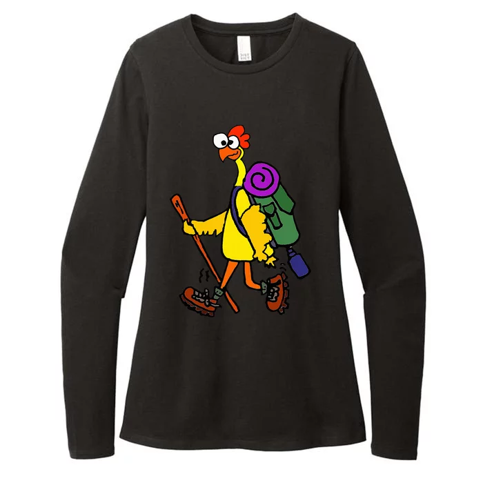 Smilealottees Funny Rubber Chicken Hiking Cartoon Womens CVC Long Sleeve Shirt