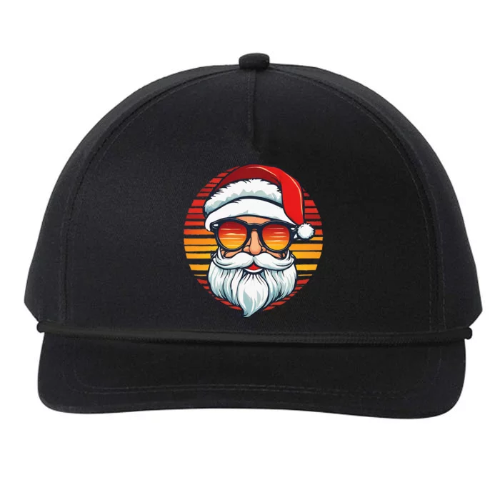 Santa Face Retro Sunglasses Christmas Xmas Women Snapback Five-Panel Rope Hat