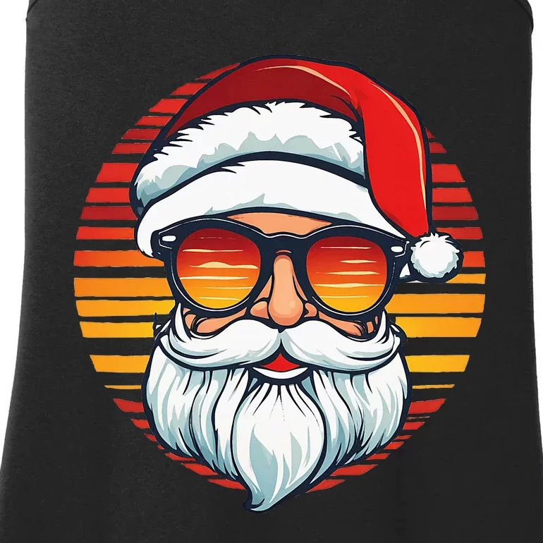 Santa Face Retro Sunglasses Christmas Xmas Women Ladies Essential Tank