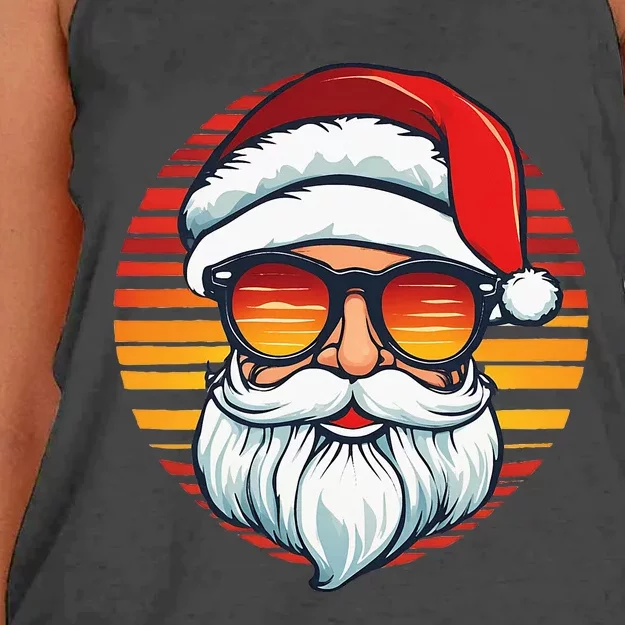 Santa Face Retro Sunglasses Christmas Xmas Women Women's Knotted Racerback Tank