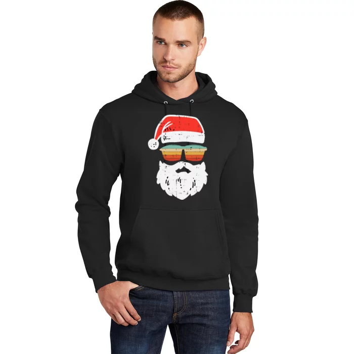 Santa Face Retro Sunglasses Christmas Xmas Hoodie