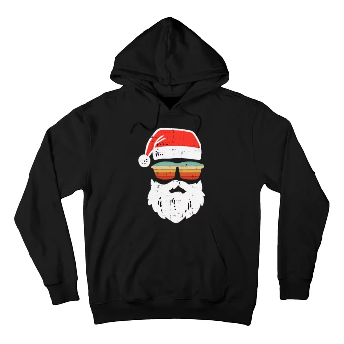 Santa Face Retro Sunglasses Christmas Xmas Hoodie