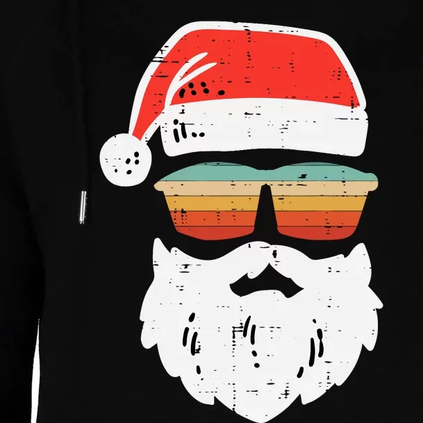 Santa Face Retro Sunglasses Christmas Xmas Womens Funnel Neck Pullover Hood