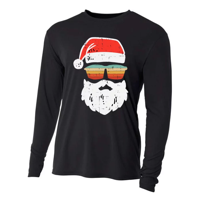 Santa Face Retro Sunglasses Christmas Xmas Cooling Performance Long Sleeve Crew