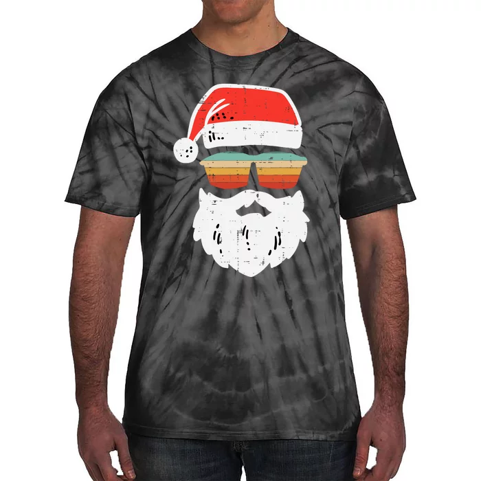 Santa Face Retro Sunglasses Christmas Xmas Tie-Dye T-Shirt