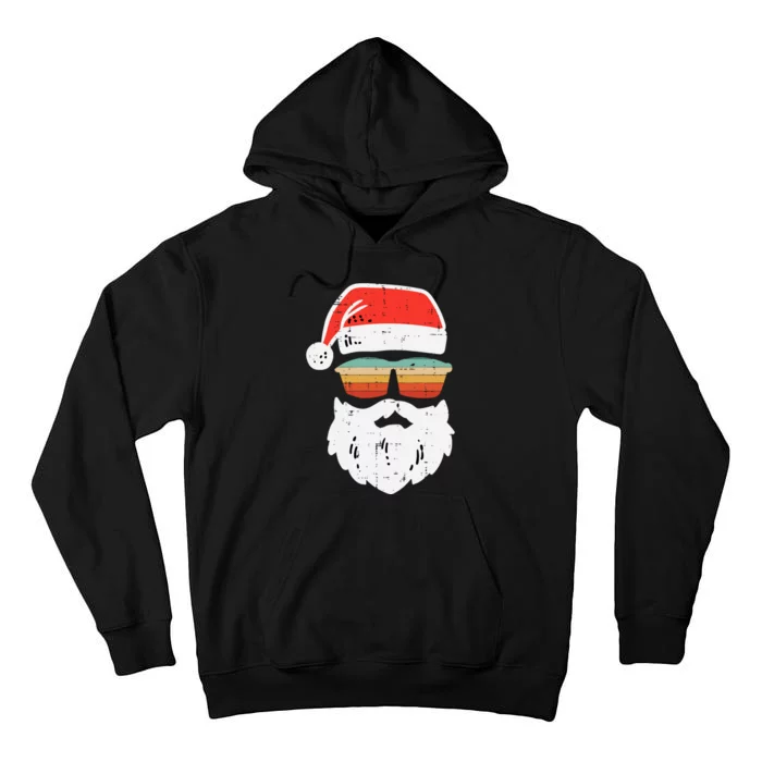 Santa Face Retro Sunglasses Christmas Xmas Tall Hoodie