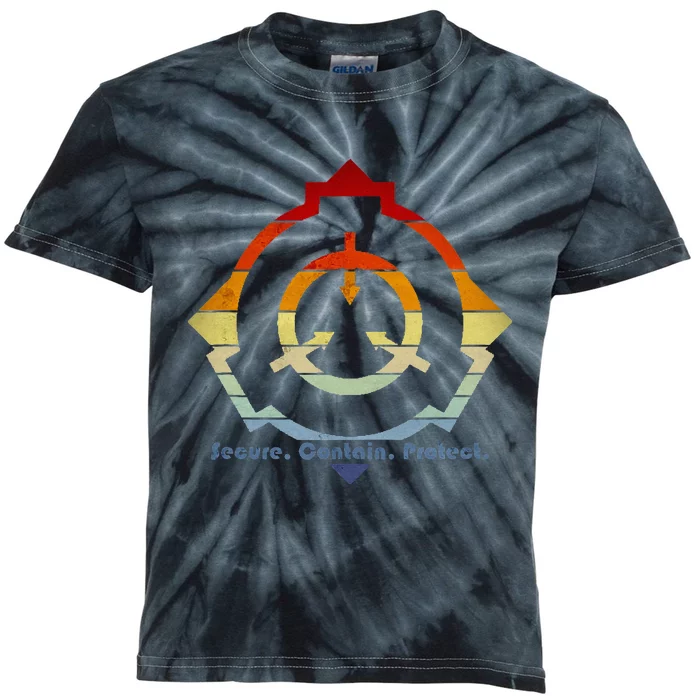 Scp Foundation Retro Vintage Sunset Secure Contain Protect Kids Tie-Dye T-Shirt