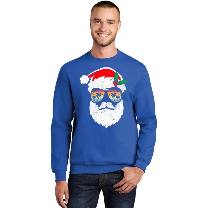 Santa Face Retro Sunglasses Hawaii Christmas Xmas Tropical Sweatshirt