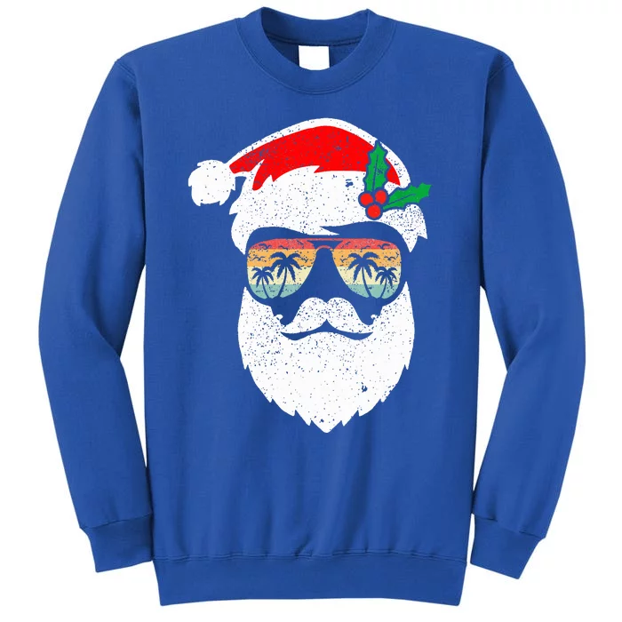 Santa Face Retro Sunglasses Hawaii Christmas Xmas Tropical Sweatshirt