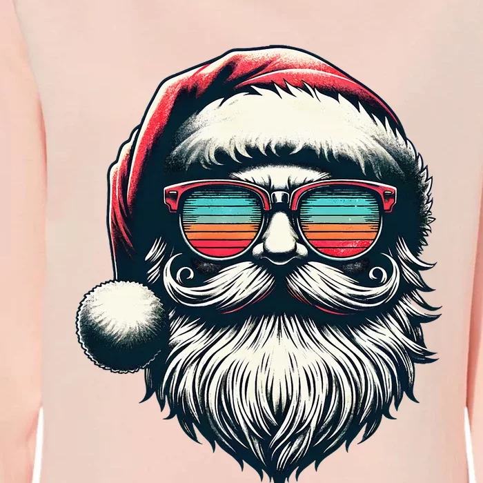 Santa Face Retro Sunglasses Christmas Xmas Womens California Wash Sweatshirt