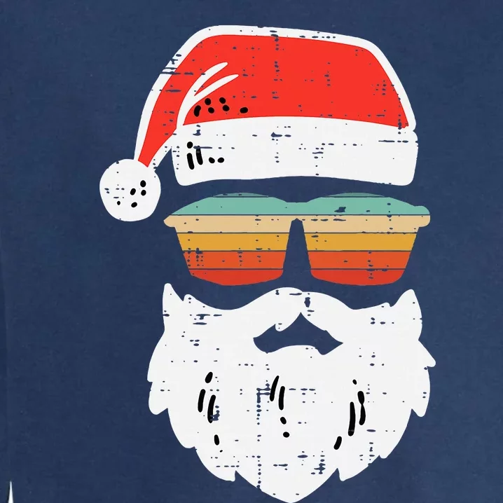 Santa Face Retro Sunglasses Christmas Xmas Kids Garment-Dyed Sweatshirt