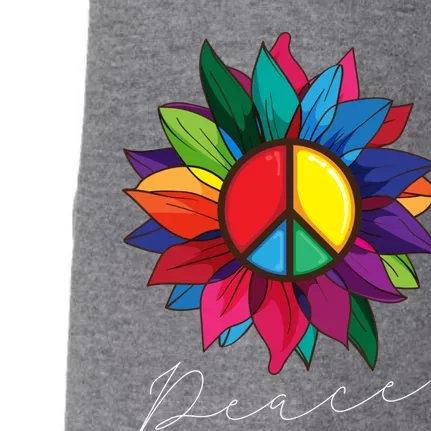 Sunflower Flower Rainbow Peace Sign World Retro Hippie 70s Gift Doggie 3-End Fleece Hoodie